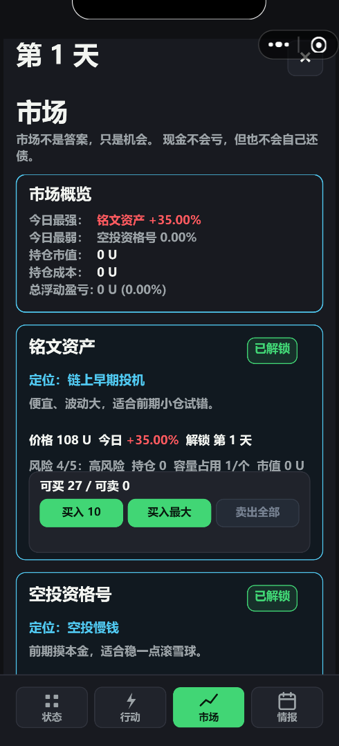 《幣圈浮生记》市场页截图